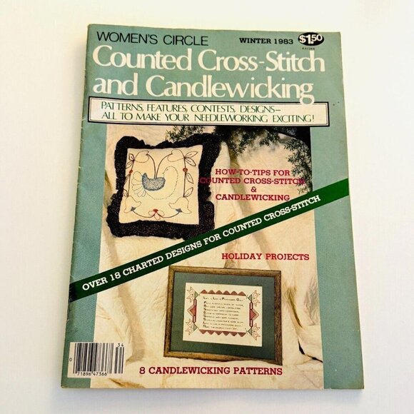 Vintage Counted Cross Stitch and Candlewicking Magazine Winter 1983 Crafting 80s - Picture 1 of 3